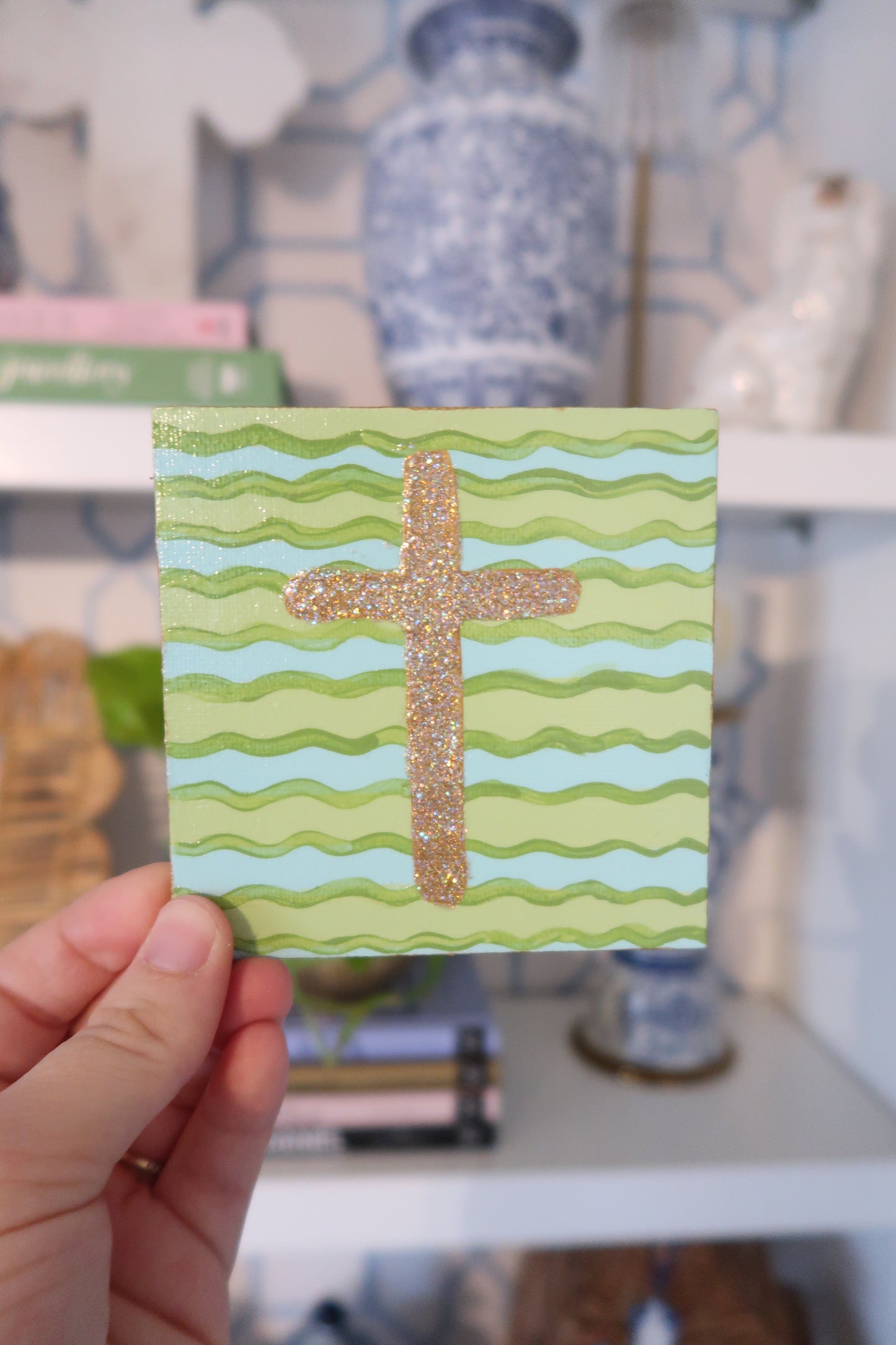 hand painted cross magnet