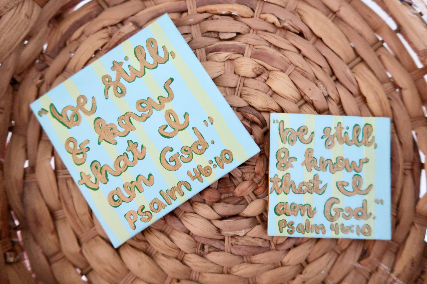 psalm 46:10 // hand painted canvas magnet