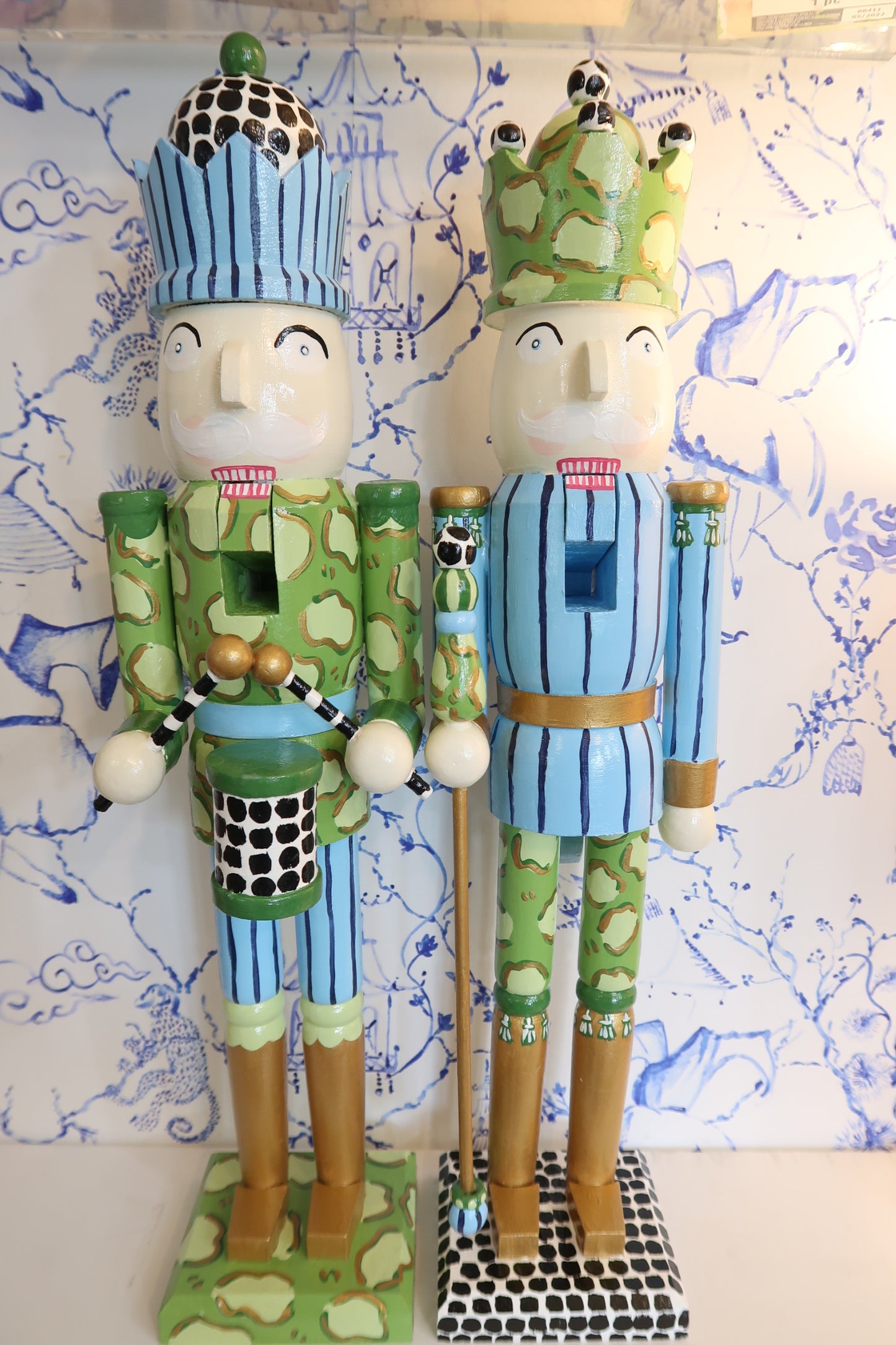 whimsical leopard blue crown nutcracker