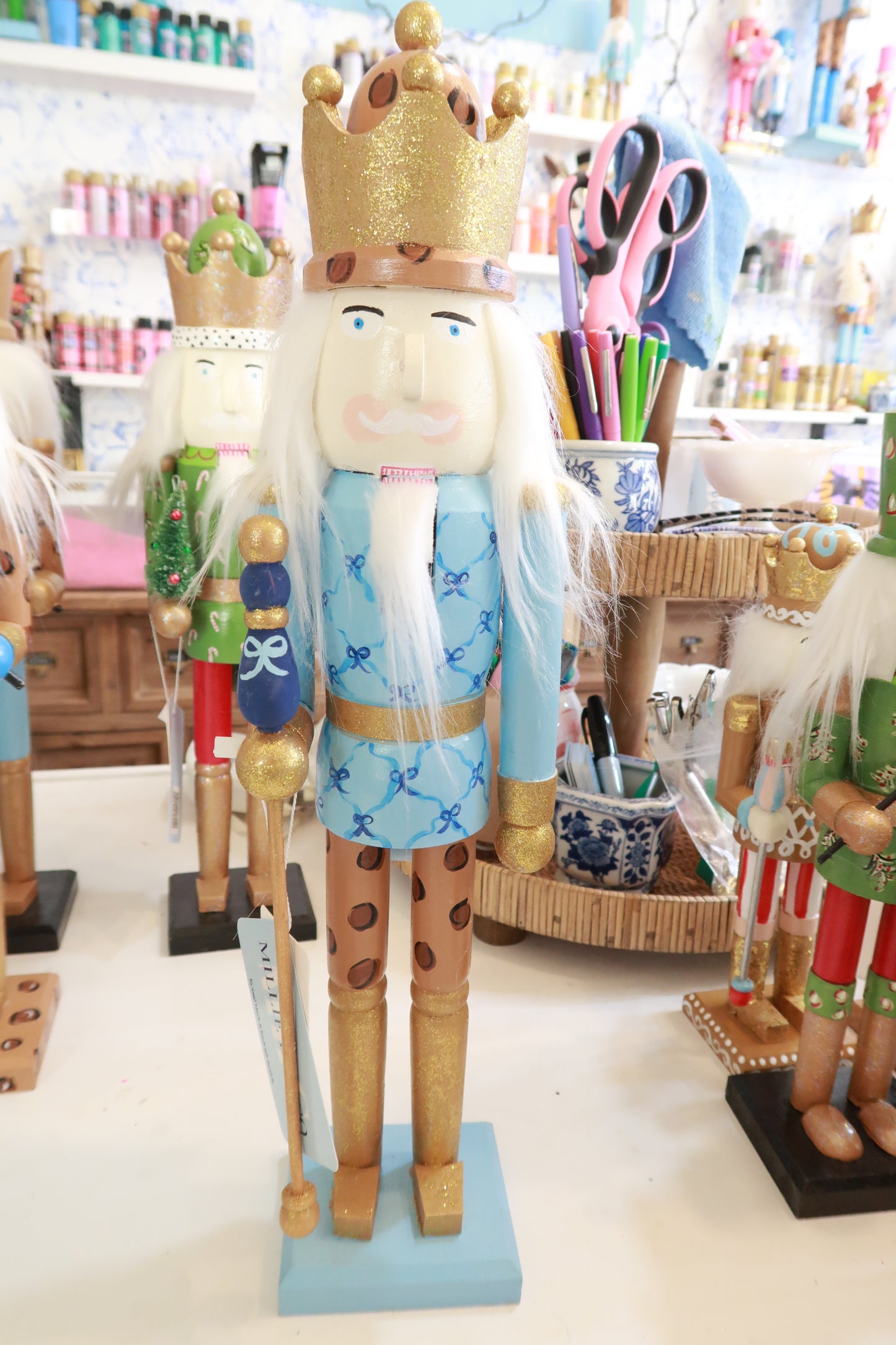 blue bow king nutcracker