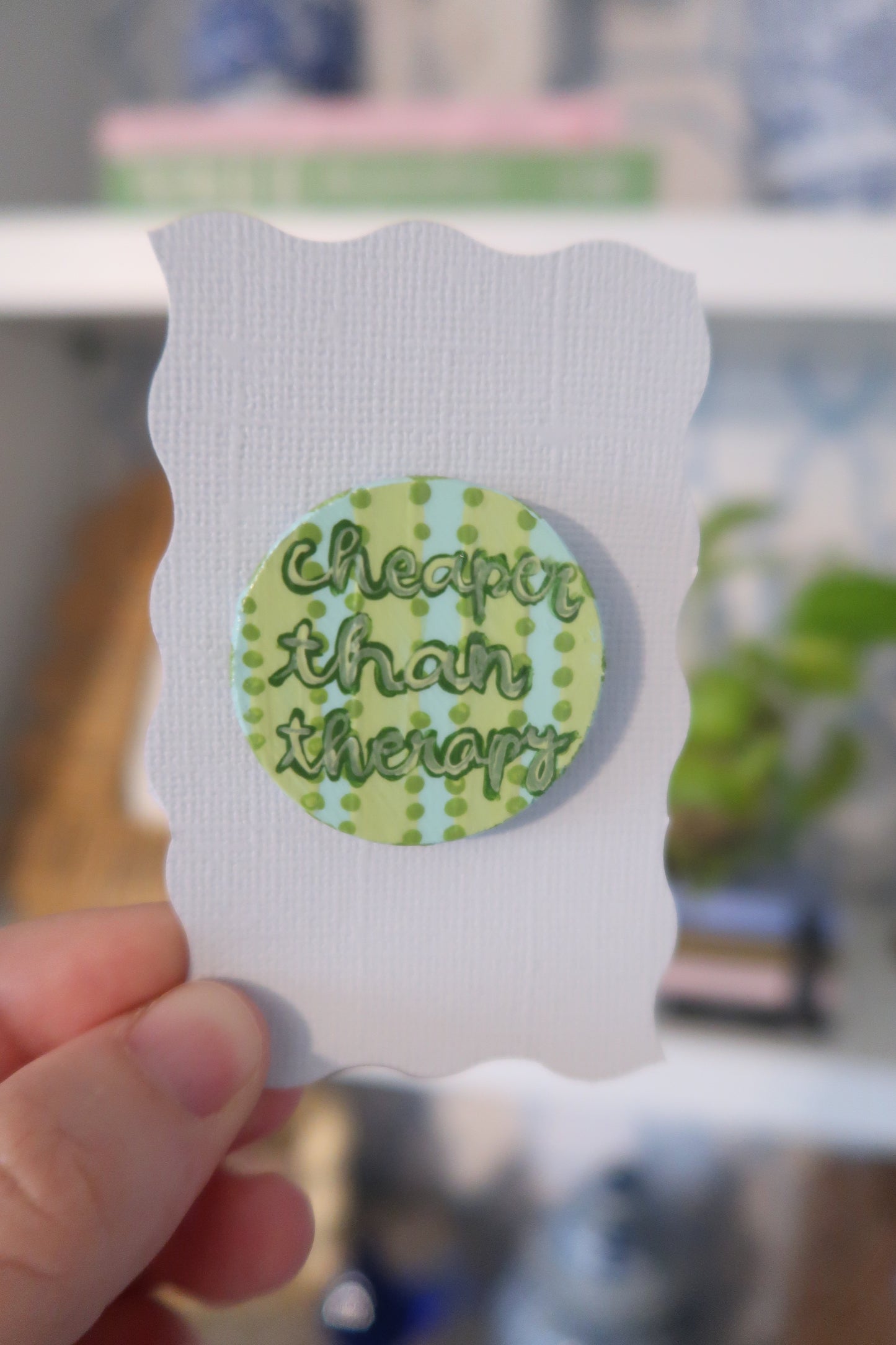 cheaper than therapy // hand painted needle minder
