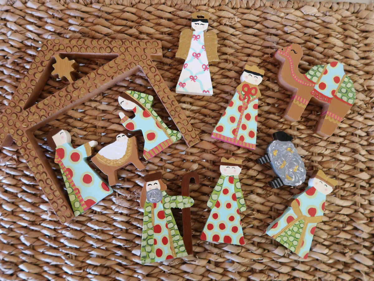 hand painted whimsy nativity set