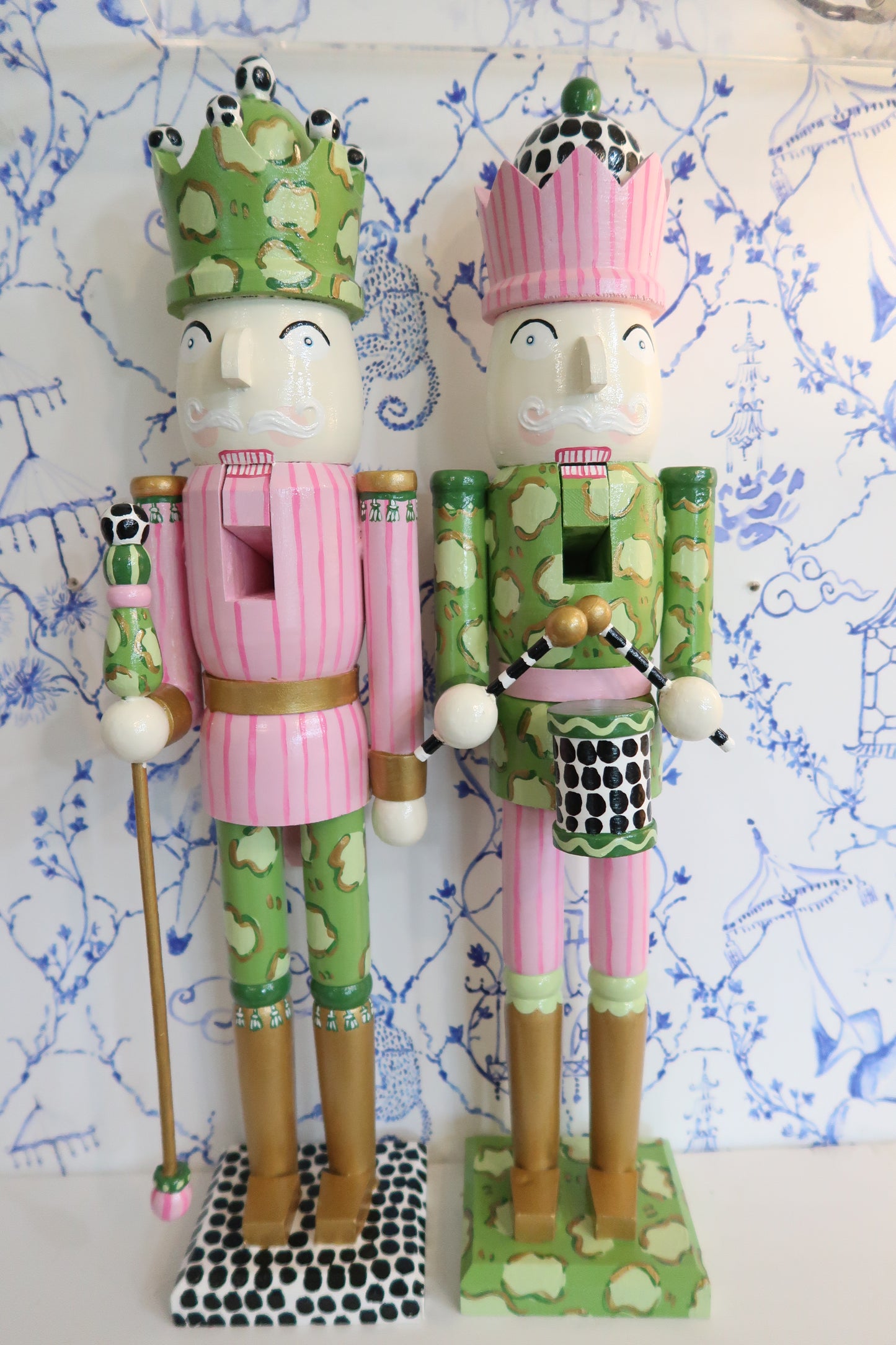 whimsical leopard pink crown nutcracker