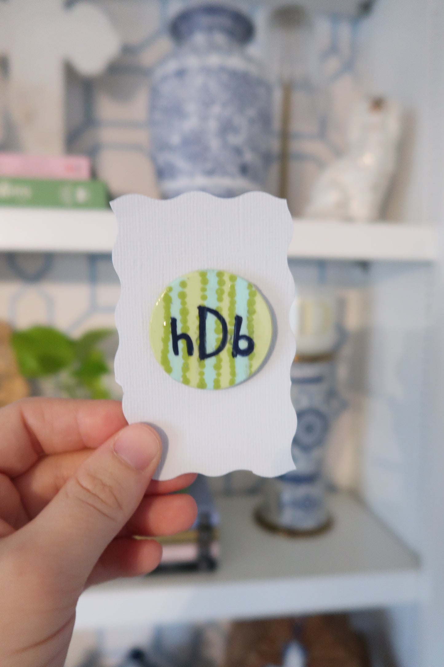 hand painted monogram needle minder
