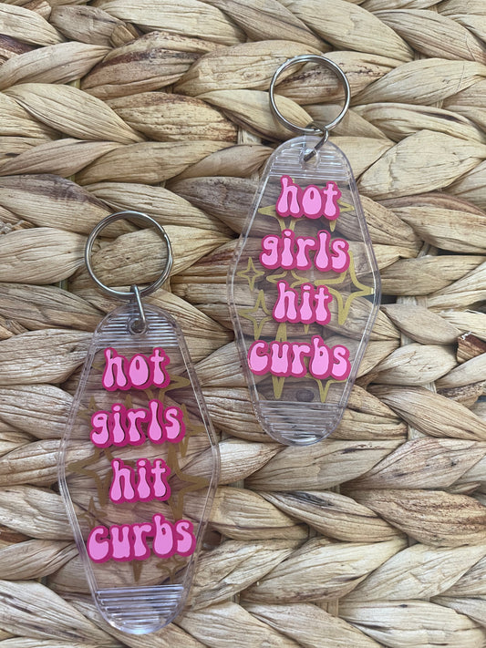 hot girls hit curbs keychain