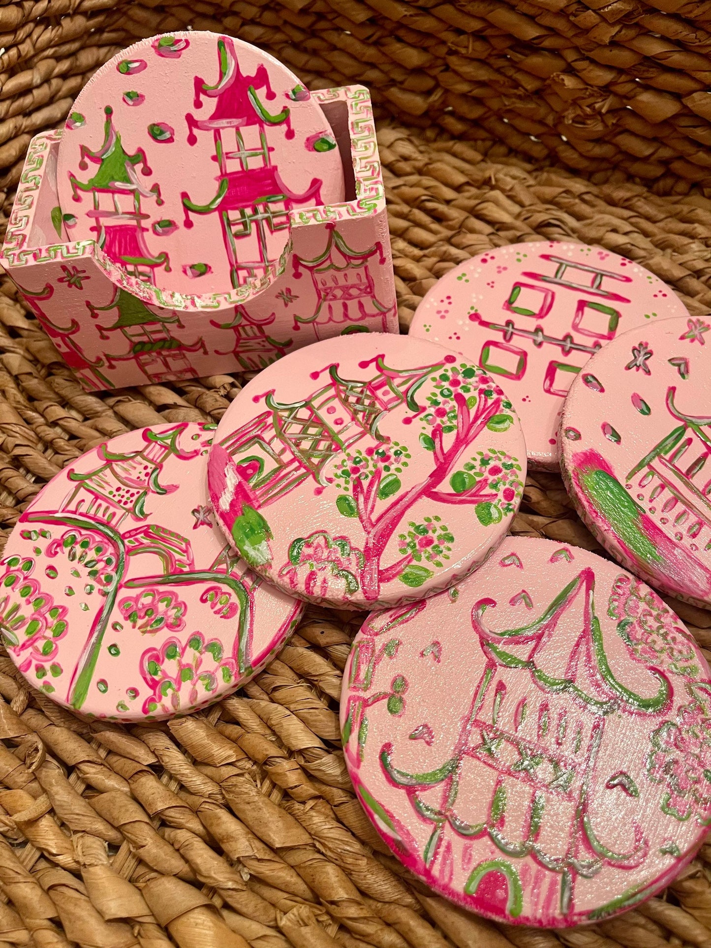 hand painted chinoiserie coasters