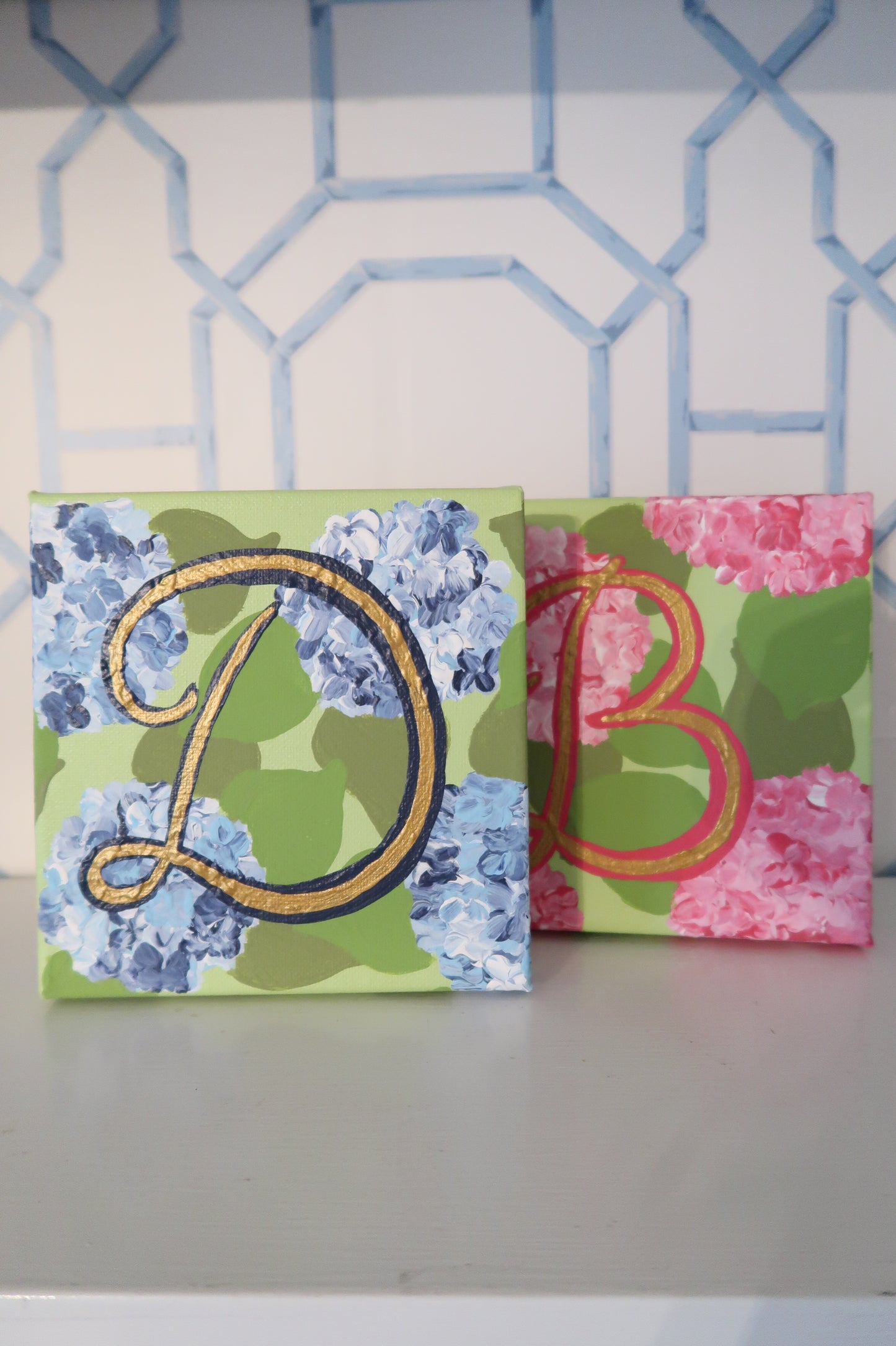 hand painted personalized hydrangea canvas