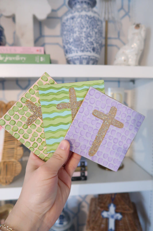 hand painted cross magnet