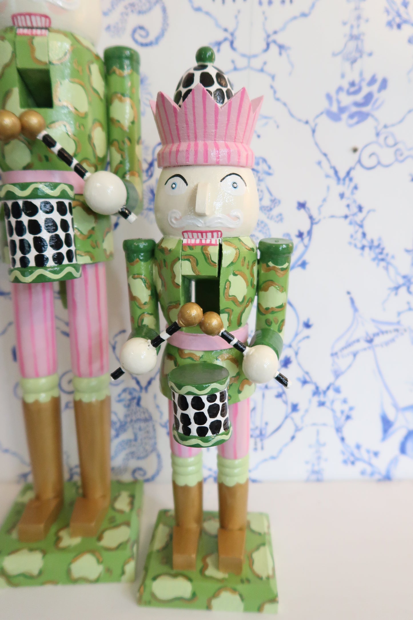 whimsical leopard pink crown nutcracker