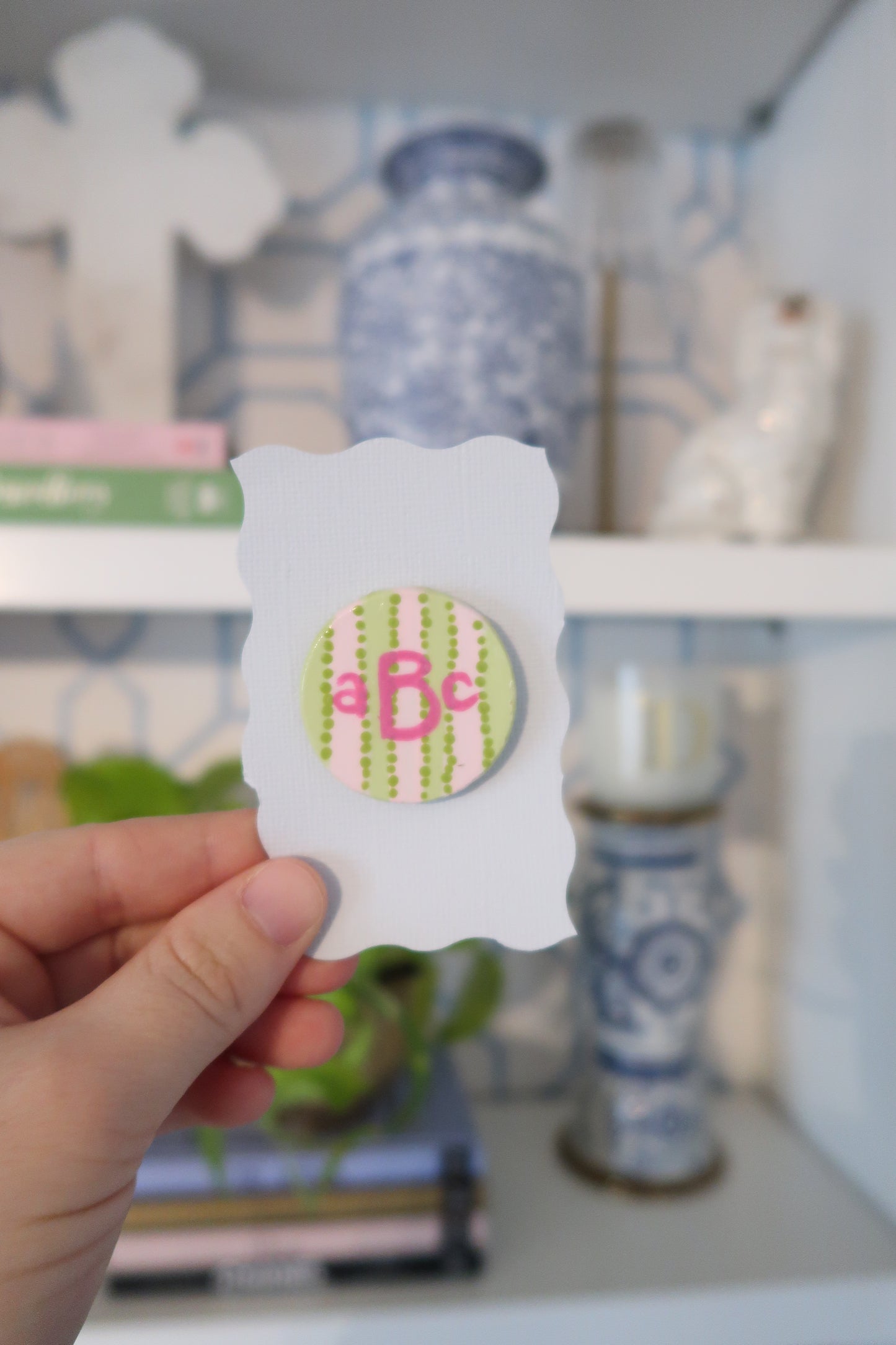 hand painted monogram needle minder