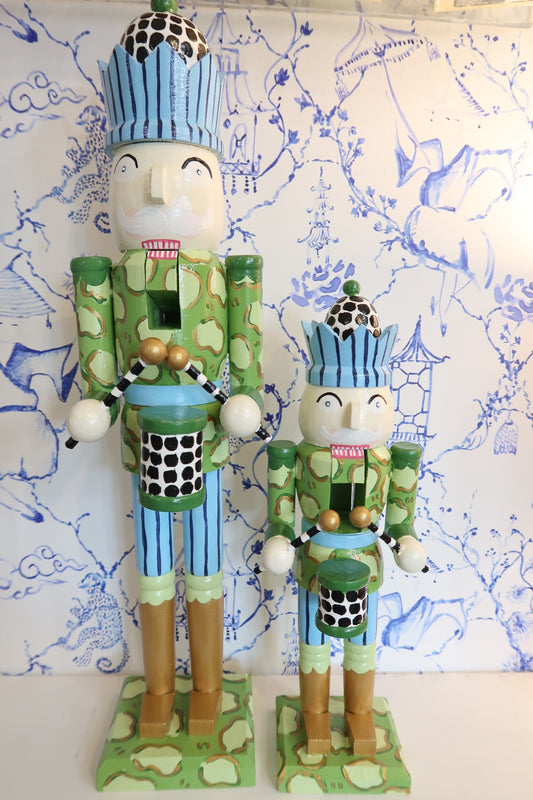 whimsical leopard blue crown nutcracker