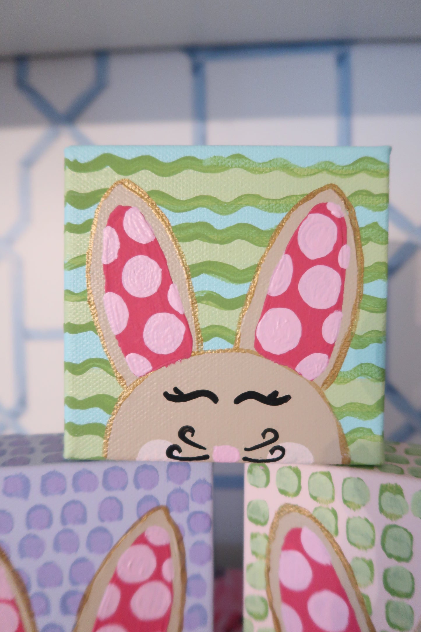 hand painted pastel bunny canvas