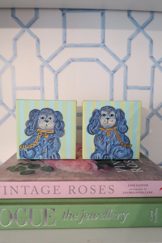 hand painted blue staffordshire pair 4x4 canvas