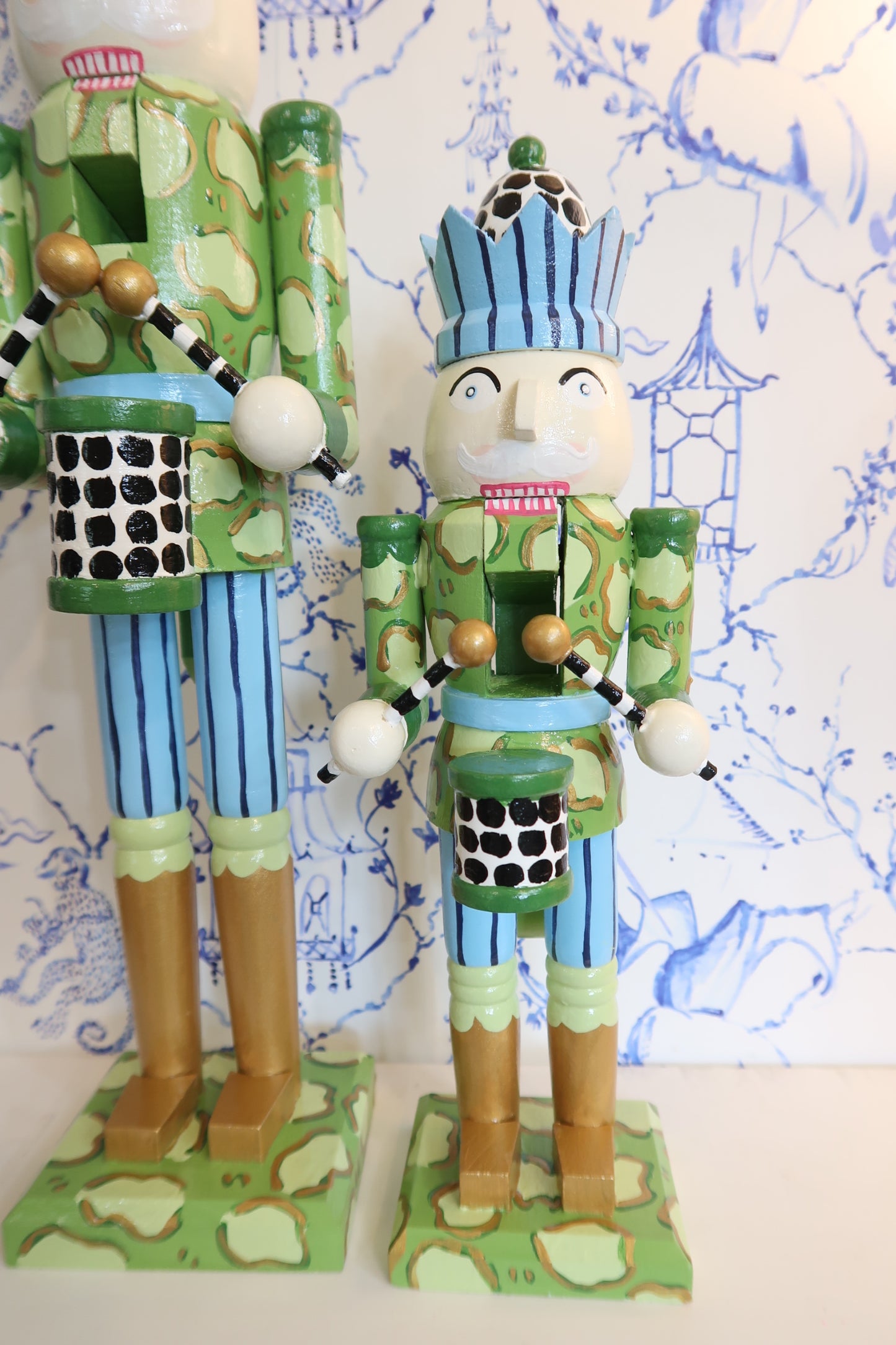 whimsical leopard blue crown nutcracker