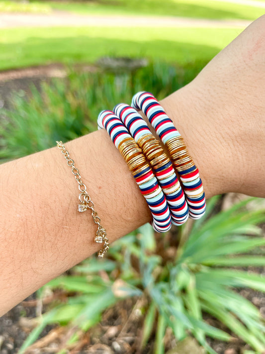 the sparkler stack - patriotic heishi bracelet