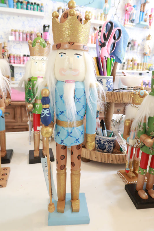blue bow king nutcracker