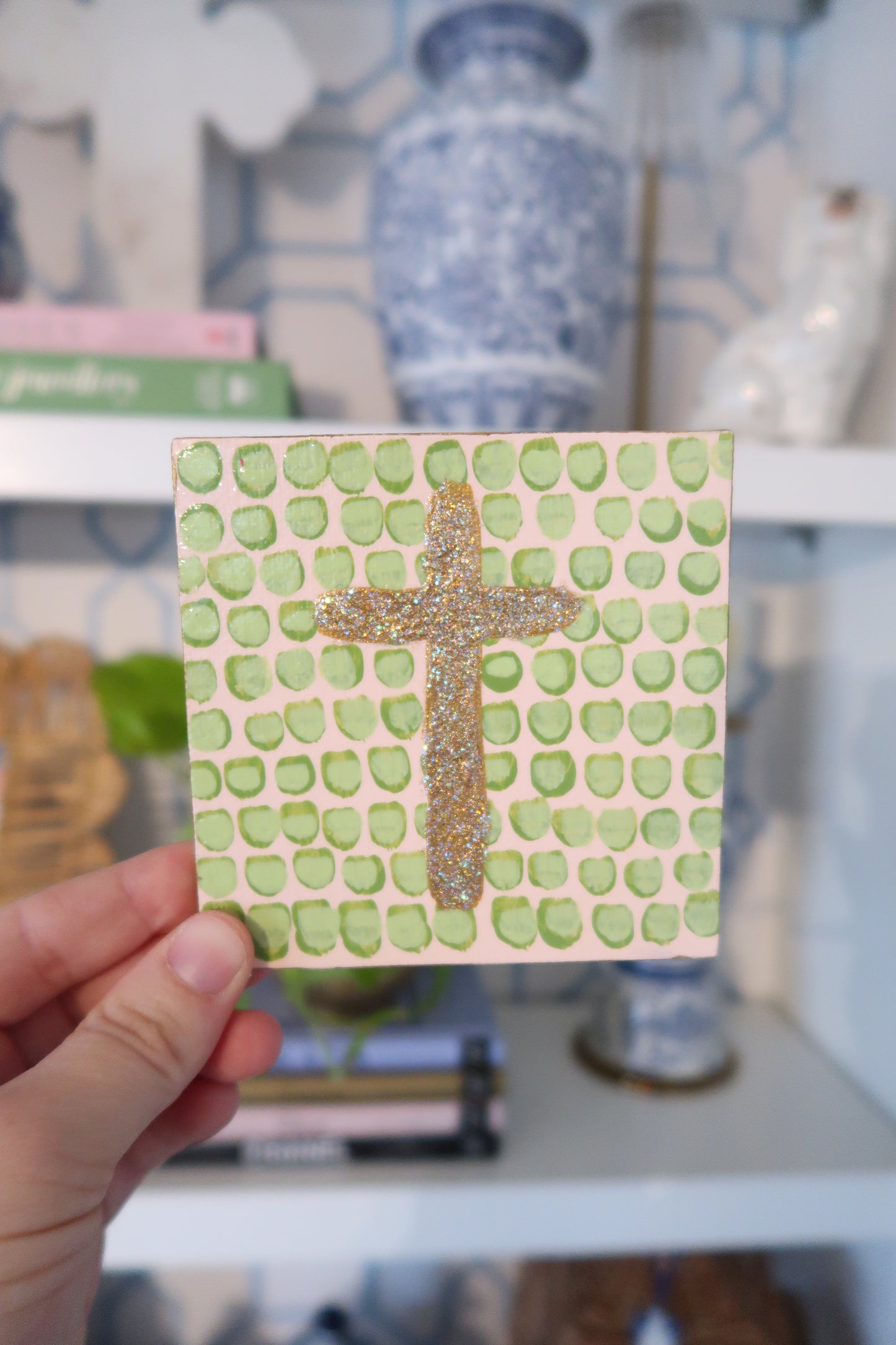 hand painted cross magnet