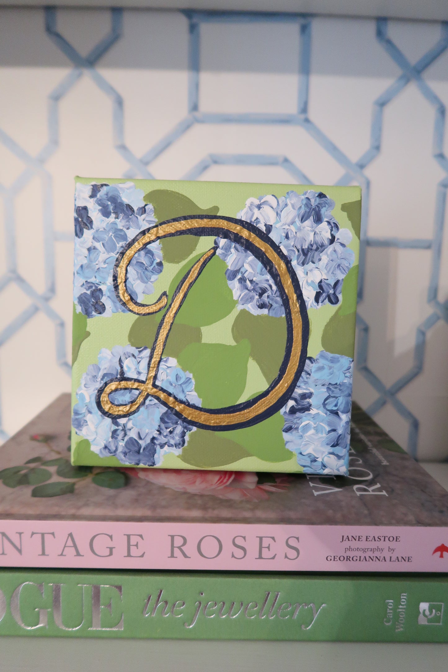 hand painted personalized hydrangea canvas