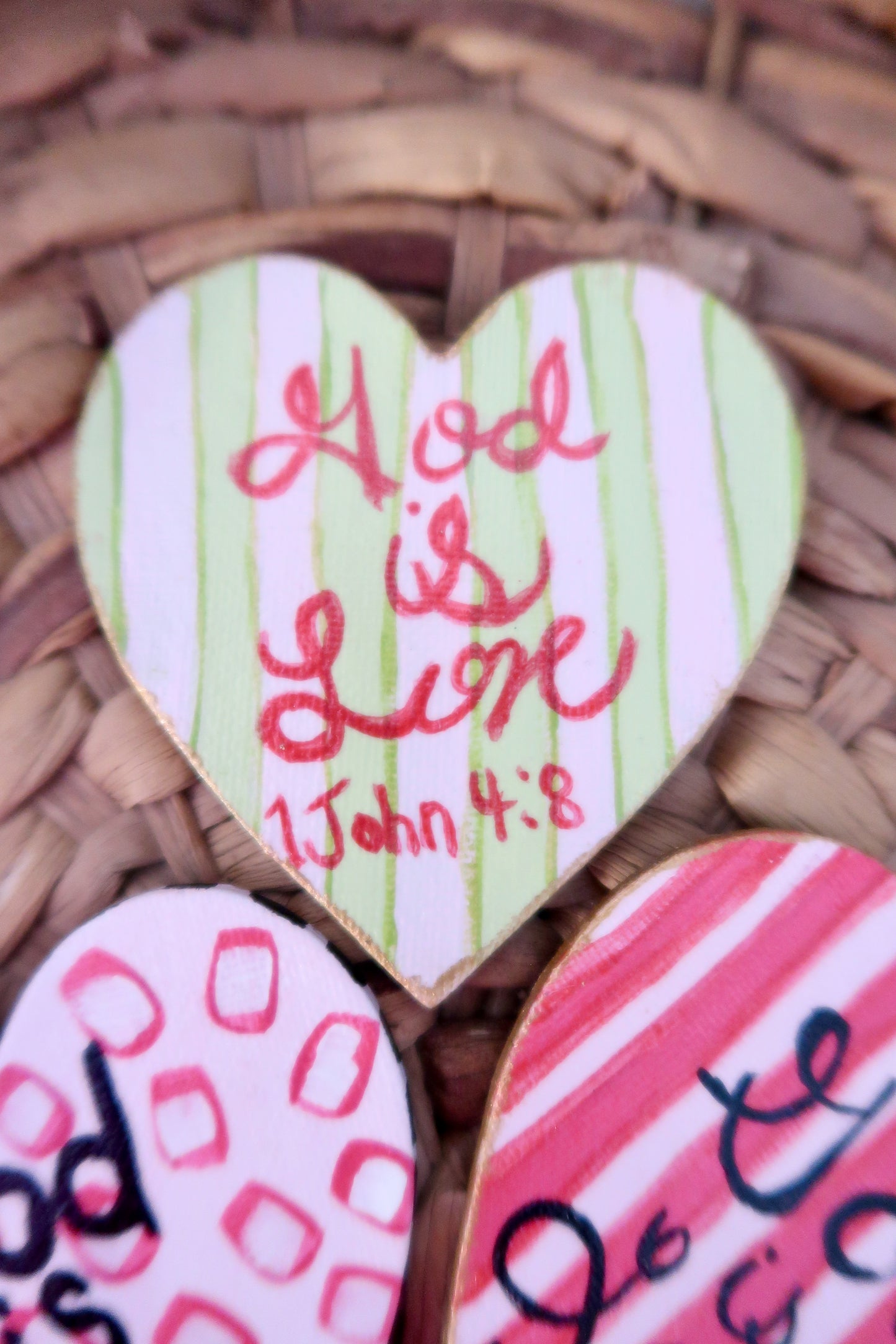 God is love // hand painted canvas magnet