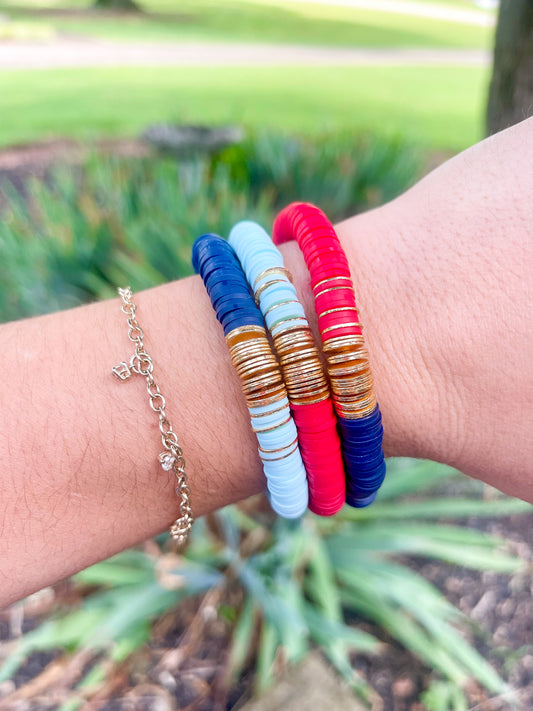 stars & stripes stack – patriotic heishi bracelet