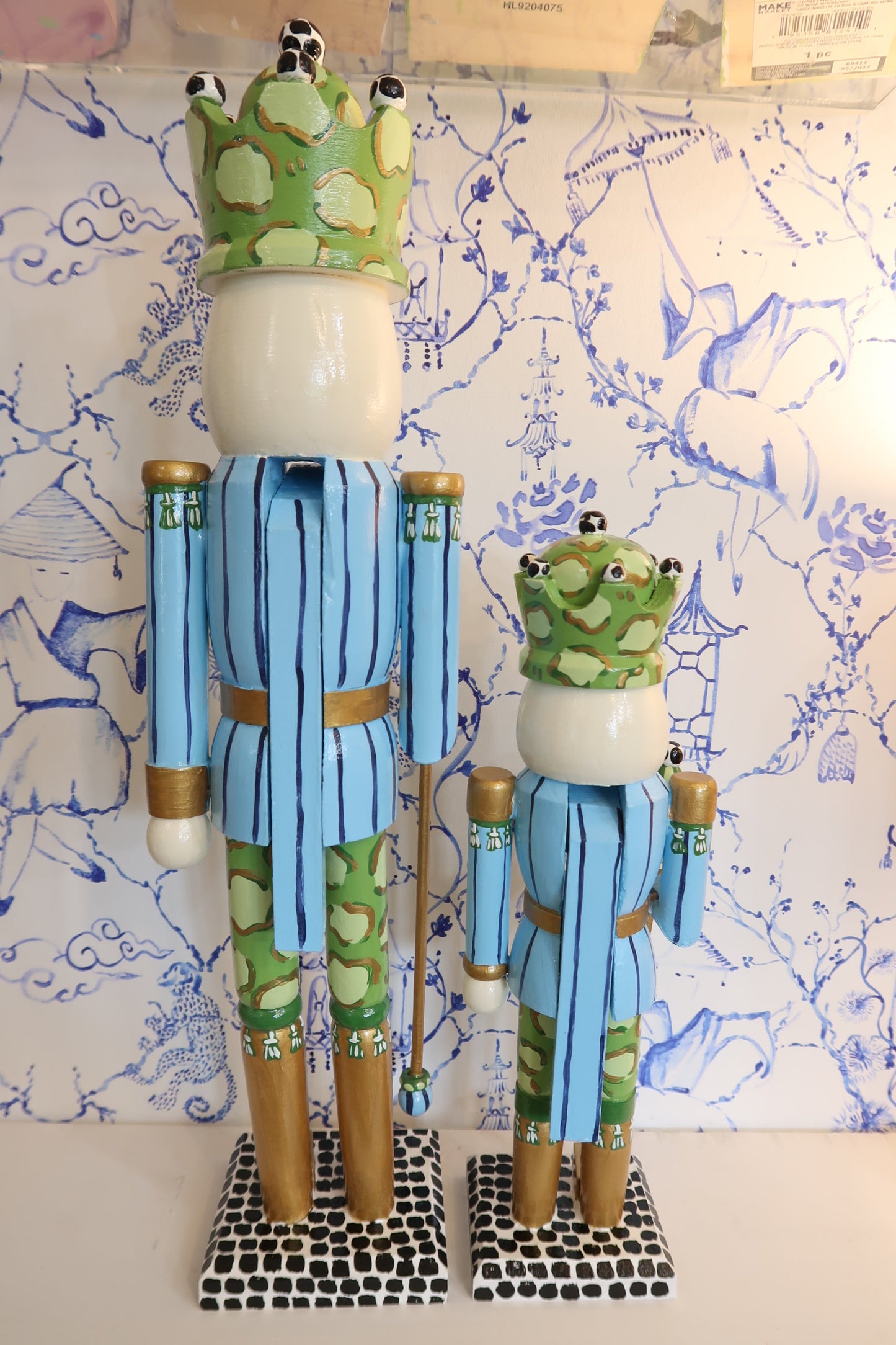 whimsical leopard blue crown nutcracker