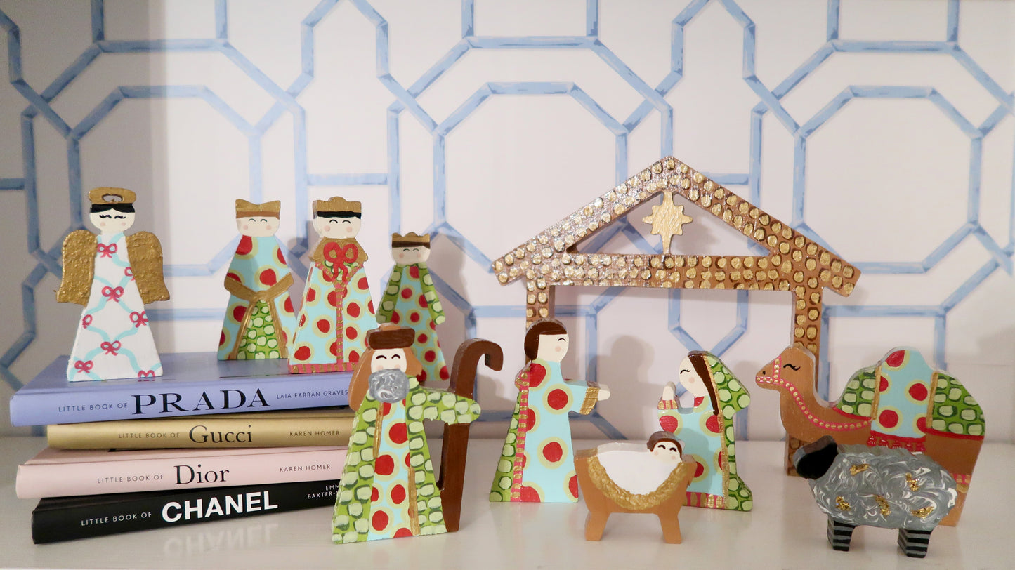 hand painted whimsy nativity set