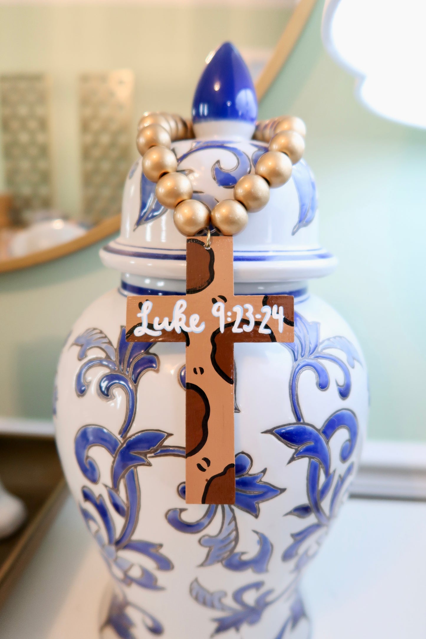hand-painted scripture tag – Luke 9:23-24