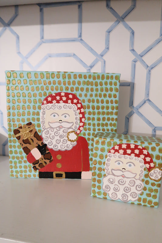 hand painted heirloom santa canvas