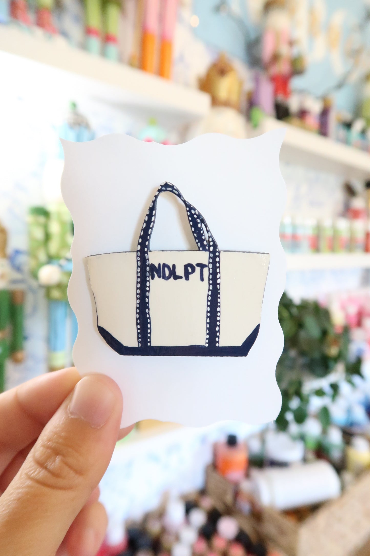 hand painted tote bag needle minder