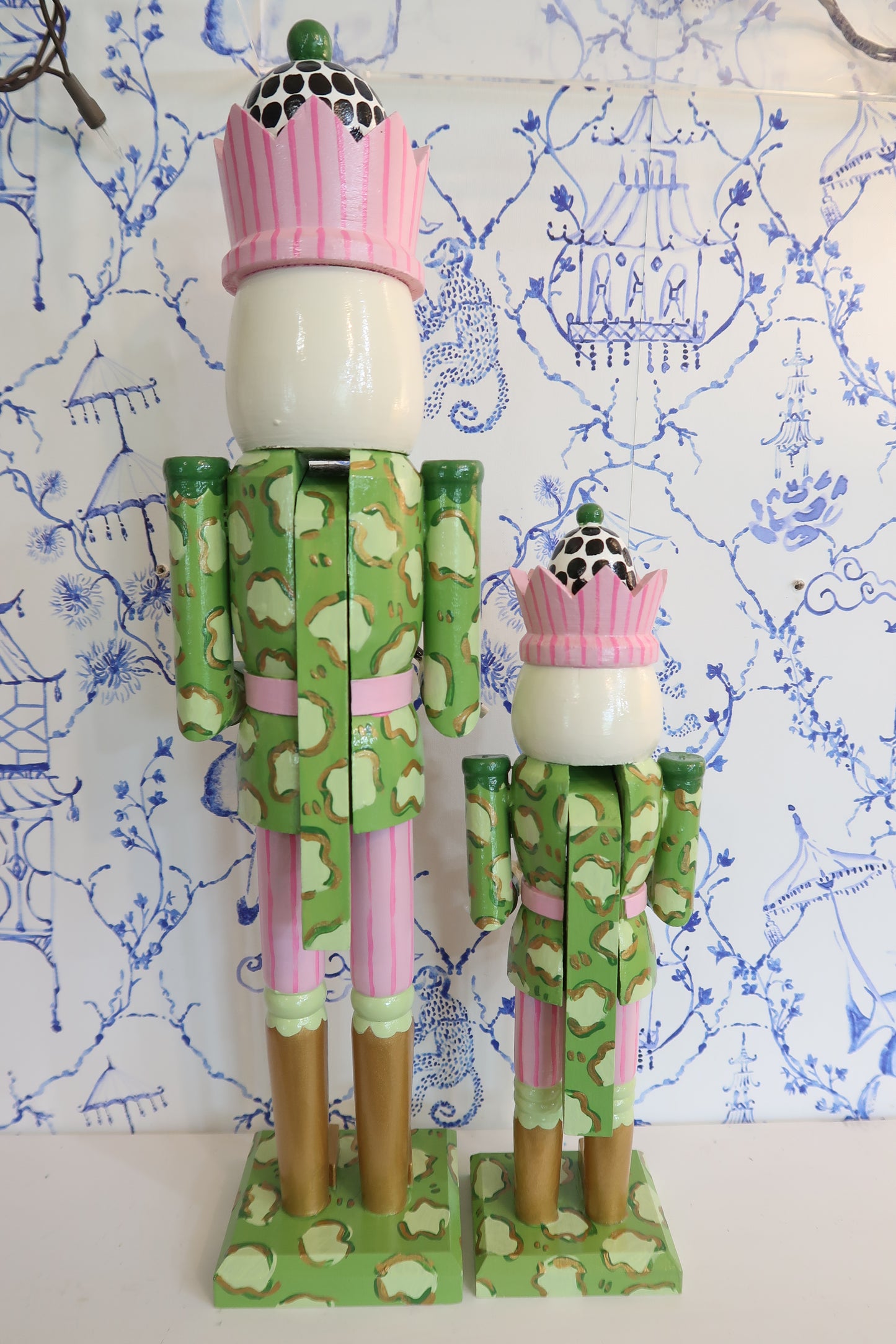 whimsical leopard pink crown nutcracker
