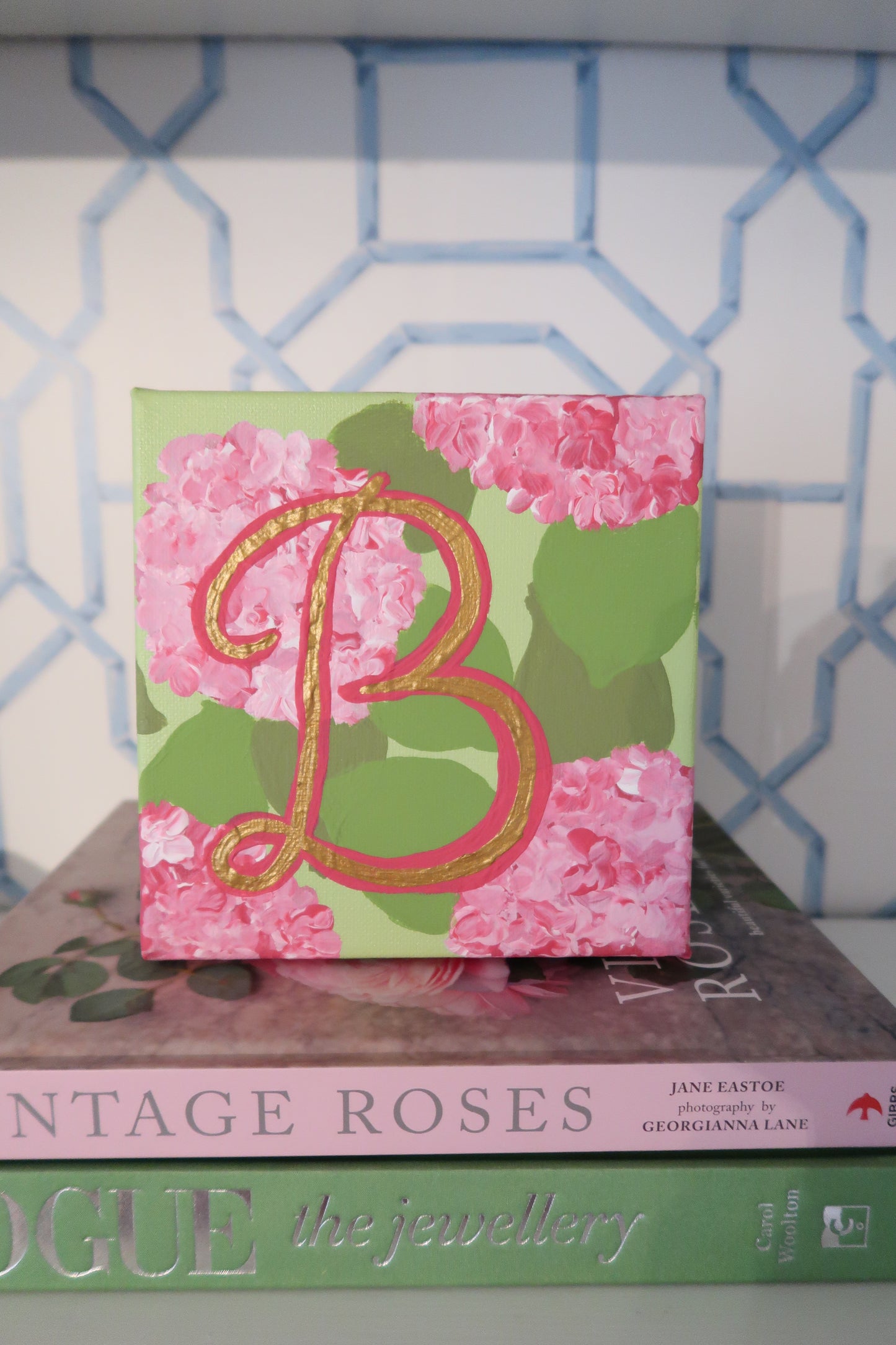 hand painted personalized hydrangea canvas