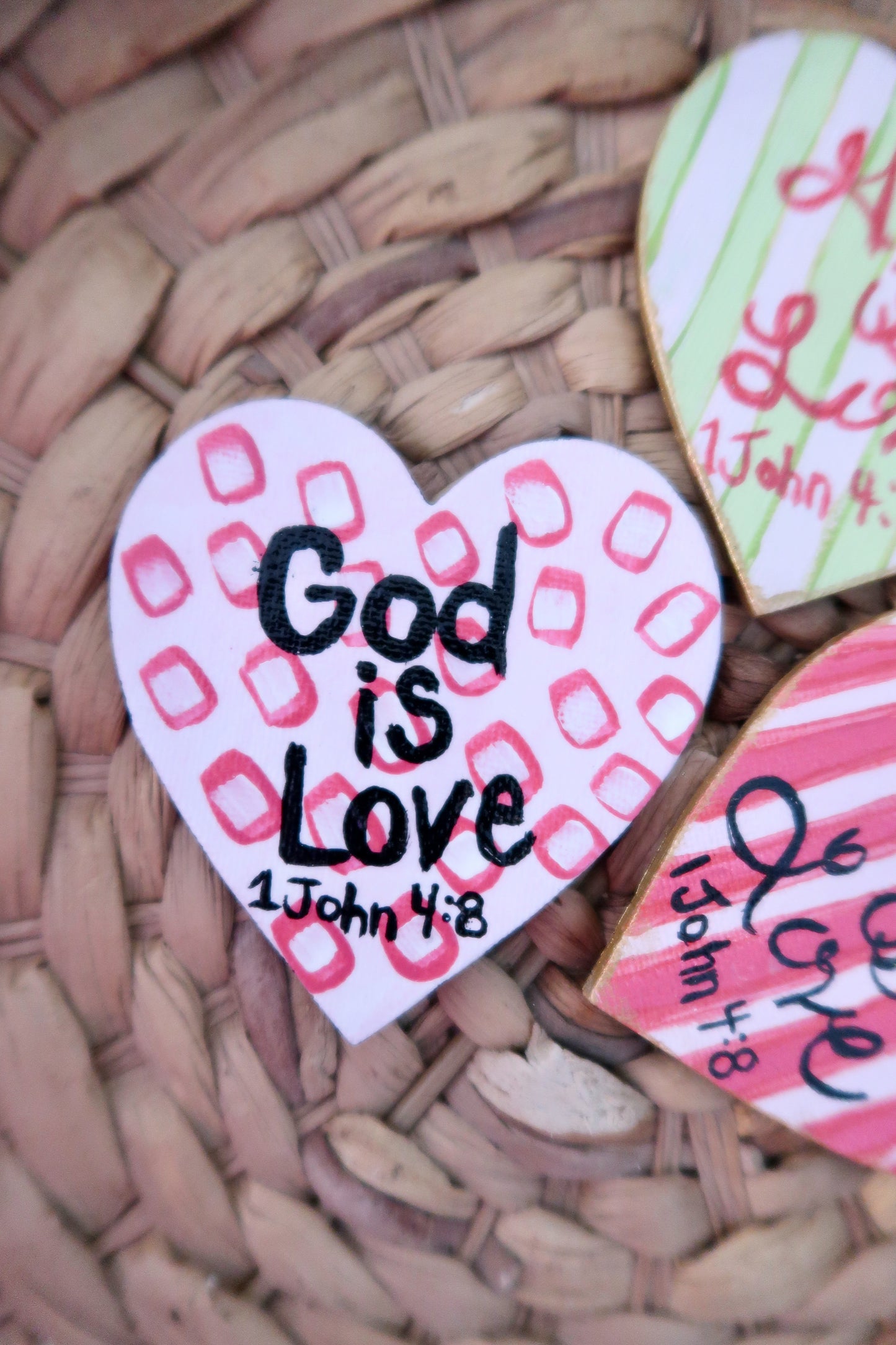 God is love // hand painted canvas magnet