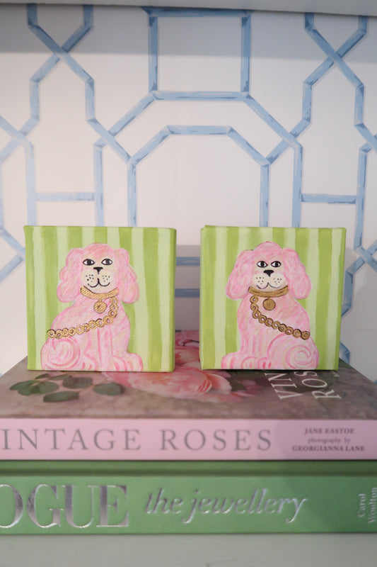 hand painted pink staffordshire pair 4x4 canvas