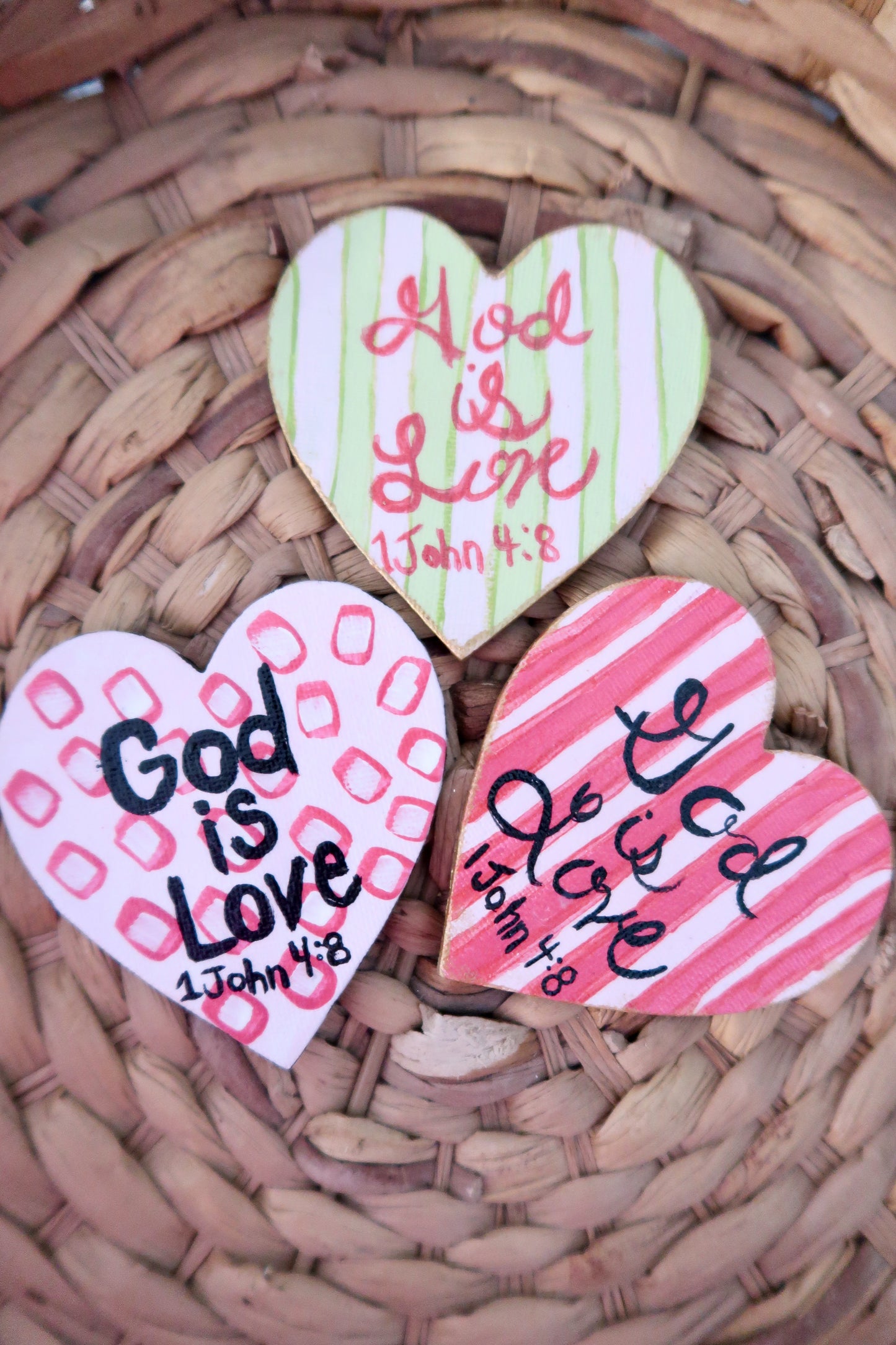 God is love // hand painted canvas magnet