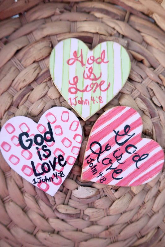 God is love // hand painted canvas magnet