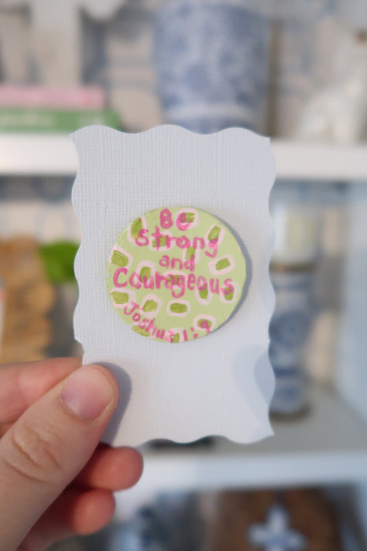 joshua 1:9 hand painted needle minder