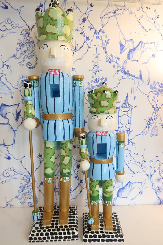whimsical leopard blue crown nutcracker