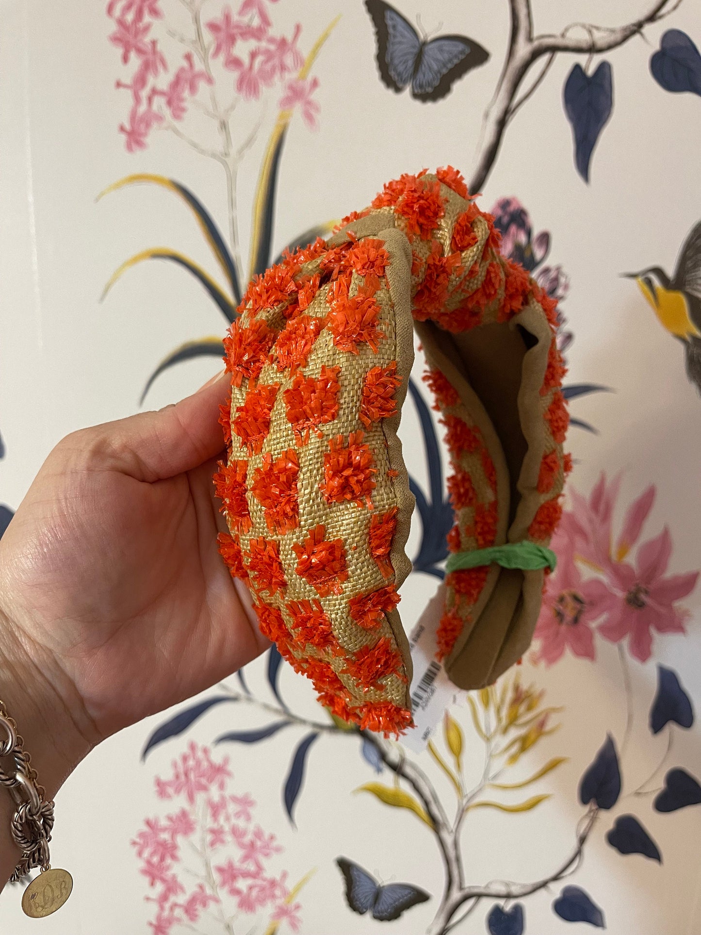 orange raffia headband